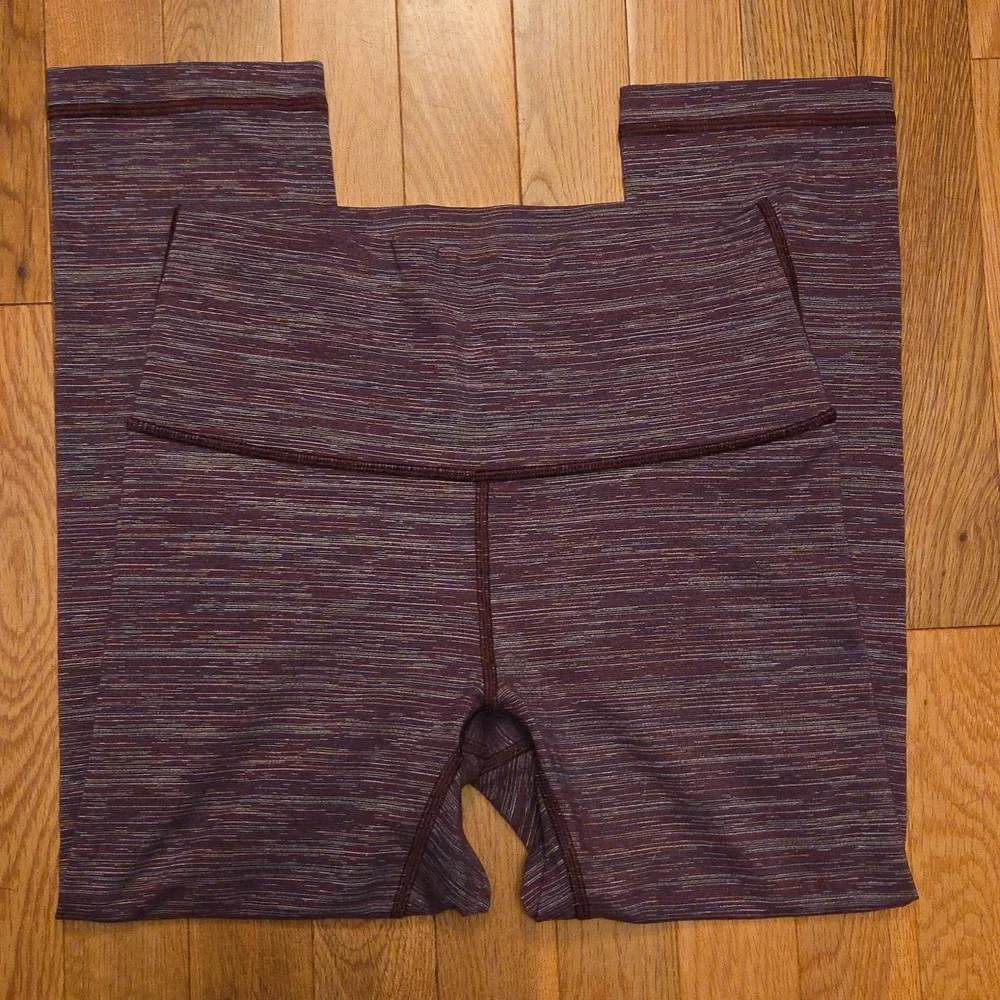Lululemon Wunder Under High Rise 21" Inseam Leggings Size 6 Pink Purple Striped - Picture 3 of 9